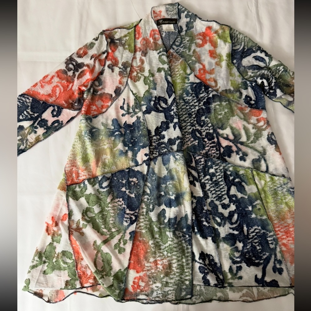 Creation Patterned Multi-Color Open Front Sheer C… - image 2